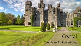  Presentation with gardens - Audience pleasing theme consisting of cong - medieval ashford castle and gardens backdrop and a gold colored foreground