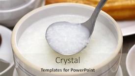  Presentation with rice congee - Theme with congee-rice-porridge-chinese-traditional background and a soft green colored foreground