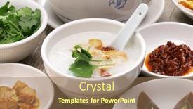  Presentation with rice congee - Presentation design consisting of congee-rice-porridge-chinese-traditional background and a coral colored foreground