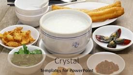  Presentation with rice congee - Slides having congee-rice-porridge-chinese-traditional background and a coral colored foreground