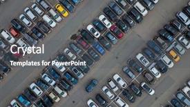  Presentation with car parking - Cool new PPT layouts with congested - car parking - aerial view backdrop and a dark gray colored foreground