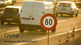  Presentation with traffic congestion - Cool new PPT theme with congested - heavy morning city traffic congestion backdrop and a gold colored foreground