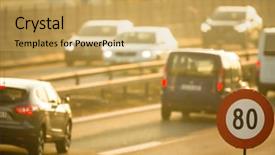  Presentation with traffic congestion - Presentation consisting of congested - heavy morning city traffic congestion background and a yellow colored foreground