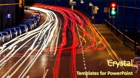  Presentation with traffic congestion air pollution - Presentation featuring congested - traffic in city at night background and a tawny brown colored foreground