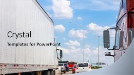  Presentation with traffic jam - Colorful presentation design enhanced with congested - traffic jam on highway stuck backdrop and a light blue colored foreground