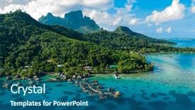  Presentation with luxury travel - Presentation design consisting of congrad - bora bora aerial drone video background and a ocean colored foreground