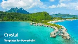  Presentation with luxury travel - Presentation enhanced with congrad - travel vacation paradise aerial drone background and a teal colored foreground