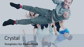  Presentation with graduation - Colorful slide deck enhanced with congradulations graduation - group of young people congratulating backdrop and a light blue colored foreground