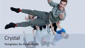  Presentation with people - PPT layouts consisting of congradulations graduation - group of young people congratulating background and a light blue colored foreground