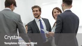  Presentation with congrats - Cool new PPT layouts with congrats - business people shaking hands finishing backdrop and a gray colored foreground