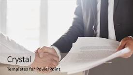  Presentation with congrats - Beautiful presentation theme featuring congrats - businessman with documents congratulating his backdrop and a  colored foreground