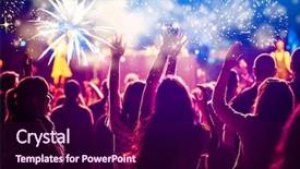  Presentation with new year - PPT layouts having congrats - cheering crowd watching fireworks background and a wine colored foreground
