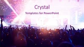  Presentation with new year - Beautiful presentation theme featuring congrats - colorful fireworks and crowd celebrating backdrop and a pink colored foreground