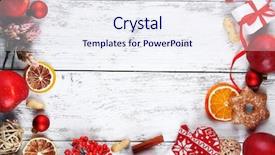  Presentation with congratulation - PPT theme consisting of congratulation red orange - christmas frame with apples cookies background and a sky blue colored foreground