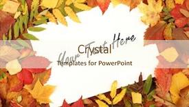  Presentation with congratulation - PPT theme featuring congratulation red orange - colorful frame of fallen autumn background and a cream colored foreground