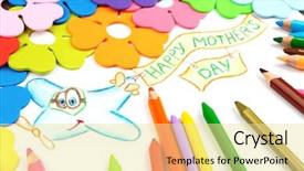  Presentation with happy mothers day - Colorful presentation theme enhanced with congratulation red orange - happy mothers day message written backdrop and a blonde colored foreground