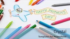  Presentation with happy mothers day - Amazing presentation theme having congratulation red orange - happy mothers day message written backdrop and a light blue colored foreground