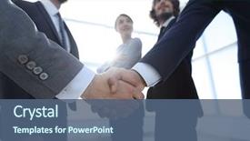  Presentation with handshake - Audience pleasing PPT layouts consisting of congratulations - business concept handshake business people backdrop and a ocean colored foreground