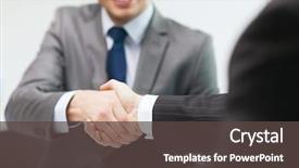  Presentation with shaking hands - Audience pleasing presentation design consisting of congratulations - businesss and office concept backdrop and a dark gray colored foreground