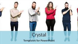  Presentation with isolated paw prints over white - Slide set with congratulations - collage of people over white background and a light blue colored foreground