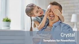  Presentation with family day - Beautiful PPT layouts featuring congratulations - happy father's day child daughter backdrop and a seafoam green colored foreground