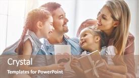  Presentation with family day - Cool new presentation design with congratulations - happy father's day children daughters backdrop and a coral colored foreground