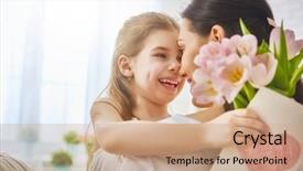  Presentation with daughter mother - PPT theme featuring congratulations - happy mother's day child daughter background and a coral colored foreground