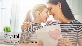  Presentation with daughter mother - Presentation design with congratulations - happy mother's day child daughter background and a mint green colored foreground