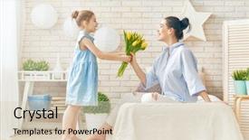  Presentation with mom daughter - Amazing PPT theme having congratulations - happy women's day child daughter backdrop and a lemonade colored foreground