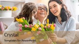  Presentation with mom daughter - Slide set featuring congratulations - happy women's day child daughter background and a coral colored foreground