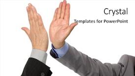  Presentation with congratulations - Cool new presentation theme with congratulations - high five concept for success backdrop and a sky blue colored foreground