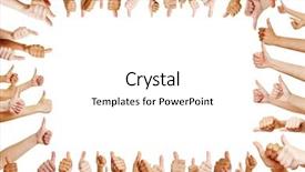  Presentation with winner - Presentation theme featuring congratulations - many hands congratulate a winner background and a white colored foreground