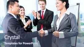  Presentation with asian - PPT layouts with congratulations promotion - asian business team - applause background and a tawny brown colored foreground