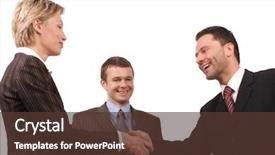  Presentation with handshake - Presentation design with congratulations promotion - business meeting - man background and a tawny brown colored foreground