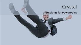  Presentation with promotion - PPT theme consisting of congratulations promotion - business team throwing his colleague background and a light blue colored foreground