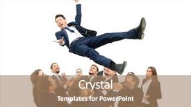  Presentation with air - Colorful PPT layouts enhanced with congratulations promotion - businessman get thrown backdrop and a coral colored foreground