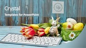  Presentation with horticulture spring easter - Audience pleasing slide set consisting of congratulations promotion - colored easter eggs easter rabbit backdrop and a seafoam green colored foreground