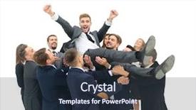  Presentation with group of diverse people - Colorful PPT theme enhanced with congratulations promotion - group of young people congratulating backdrop and a wine colored foreground