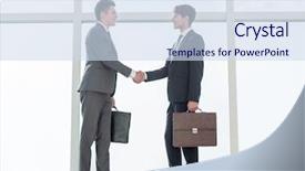  Presentation with partners - Beautiful theme featuring congratulations promotion - handshake of business partners standing backdrop and a sky blue colored foreground