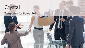  Presentation with project manager - Beautiful theme featuring congratulations promotion - project manager welcomes the new backdrop and a sky blue colored foreground