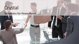  Presentation with project manager - Cool new theme with congratulations promotion - project manager welcomes the new backdrop and a light gray colored foreground