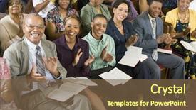  Presentation with church - Presentation design having congregation clapping at church background and a tawny brown colored foreground