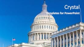  Presentation with blue sky - PPT theme consisting of congress - us capitol over blue sky background and a teal colored foreground