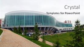  Presentation with congress - Audience pleasing presentation theme consisting of congress-hall-new-building backdrop and a  colored foreground