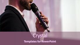  Presentation with global conference world - Presentation consisting of congressman - businessman talking at conference holding background and a violet colored foreground