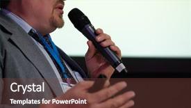  Presentation with microphone - Amazing PPT layouts having congressman - businessman talking at conference holding backdrop and a tawny brown colored foreground