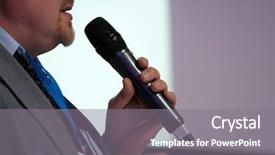  Presentation with versailles conference - Slide deck with congressman - businessman talking at conference holding background and a gray colored foreground