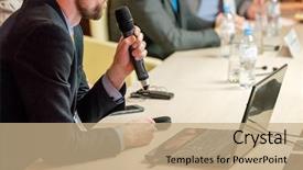  Presentation with conference images - Amazing presentation theme having congressman - businessman talking at conference holding backdrop and a coral colored foreground