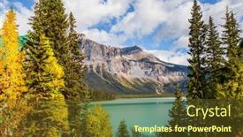  Presentation with mountain water - Colorful presentation theme enhanced with coniferous-forest-and-mountain-peaks backdrop and a tawny brown colored foreground