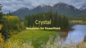  Presentation with banff national park - Presentation theme consisting of coniferous-trees-by-bow-river background and a tawny brown colored foreground